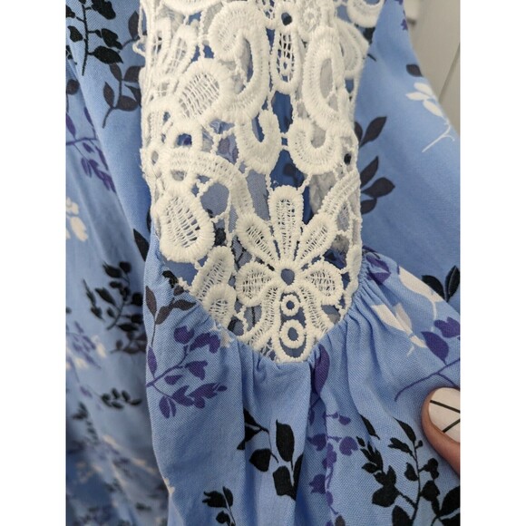 Lane Bryant Top Womens sz 14/16 Bell Sleeve Lace Peasant Blouse Lace Blue Boho - Picture 8 of 16